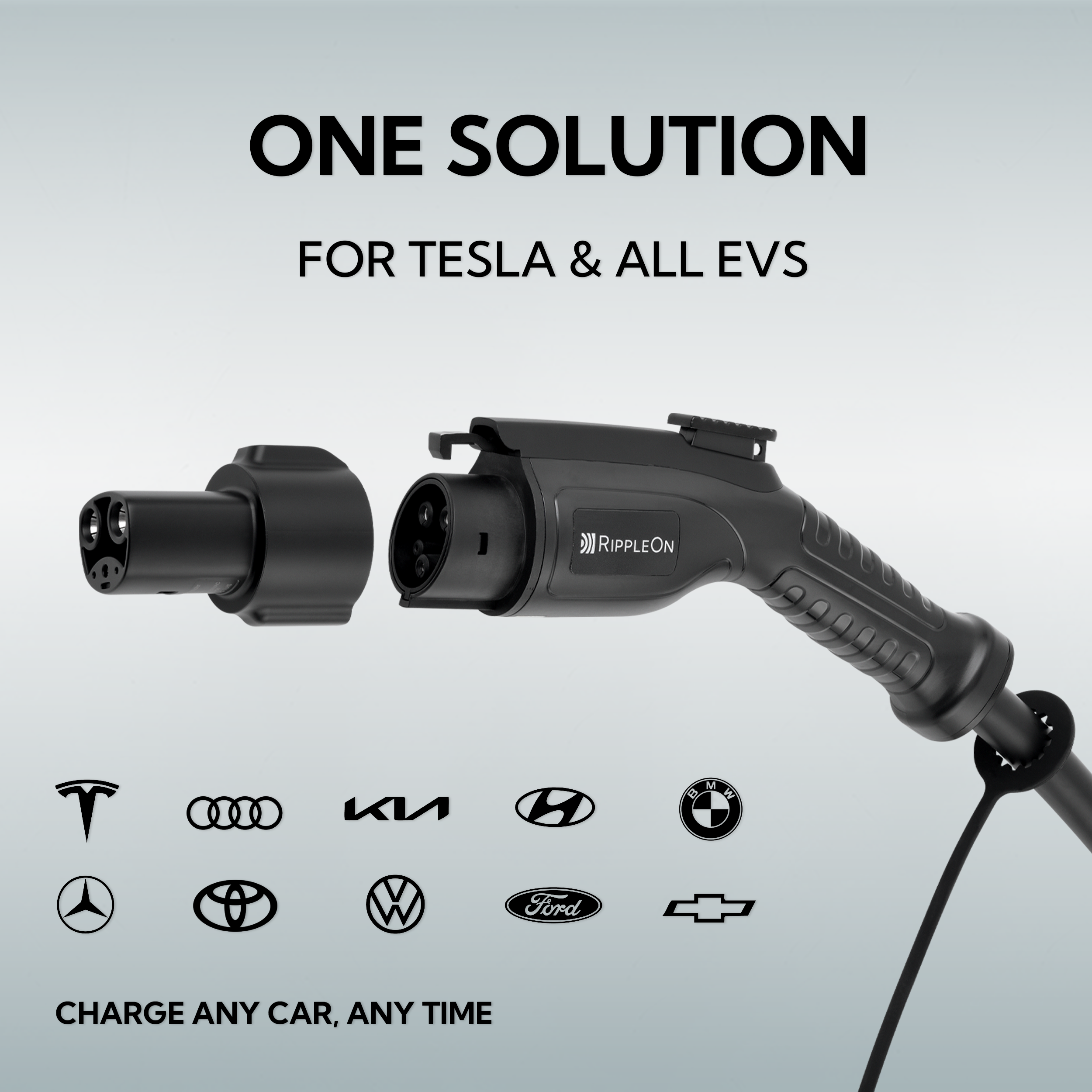 RIPPLEON Level 2 EV Charger w/Tesla Adapter 9.6KW J1772 Nema 14-50 Plug for Home - 40Amp Smart WiFi Wall Charger Station, 25Ft Cable 240V Electric Vehicle Charger,ETL,FCC,Energy Star Certified White