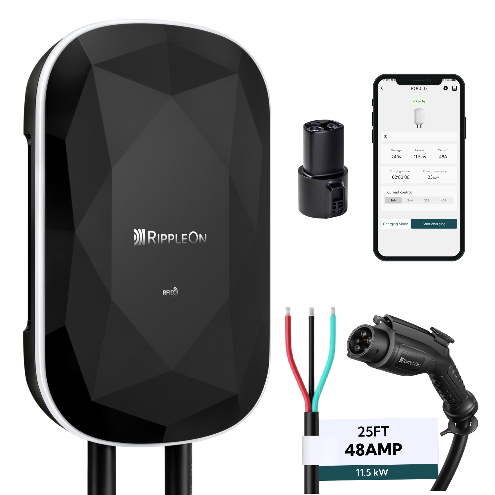 #color_Black_hardwired_Tesla (with adapter)