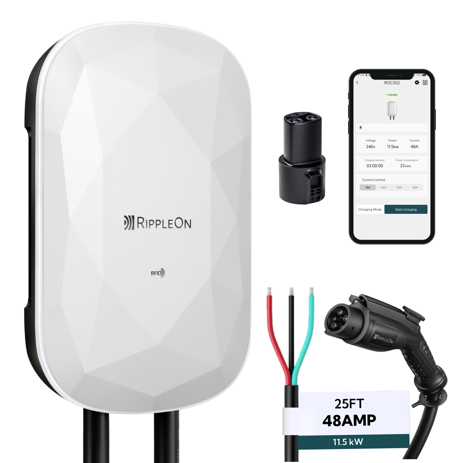 #color_White_hardwired_Tesla (with adapter)